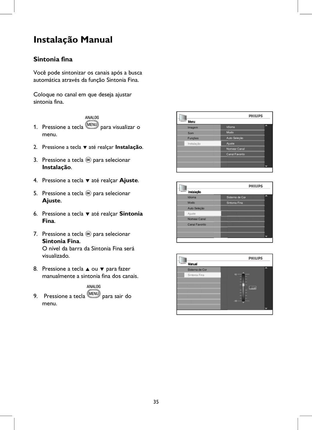 Philips 52PFL7932D manual Sintonia fina 