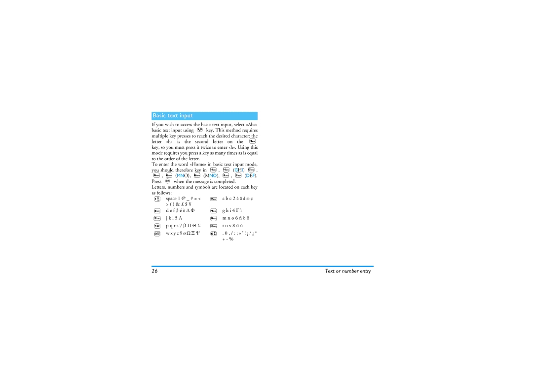 Philips 530 manual Basic text input 