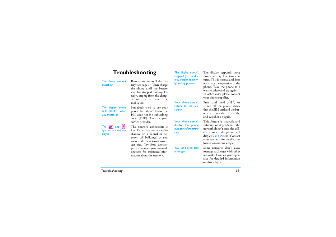 Philips 530 manual Troubleshooting 