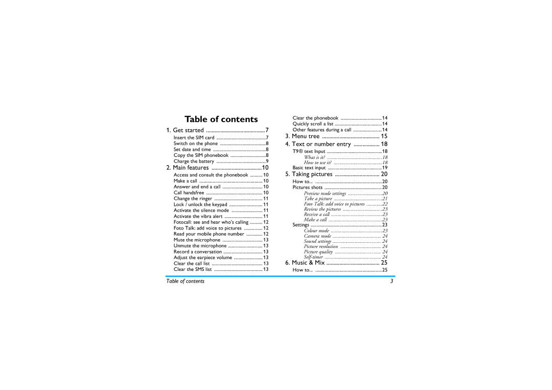 Philips 535 manual Table of contents 