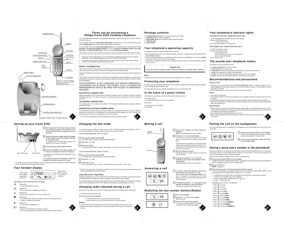 Philips 5350 user manual Your telephone’s operating capacity, Sounds your telephone makes, Protecting your telephone 