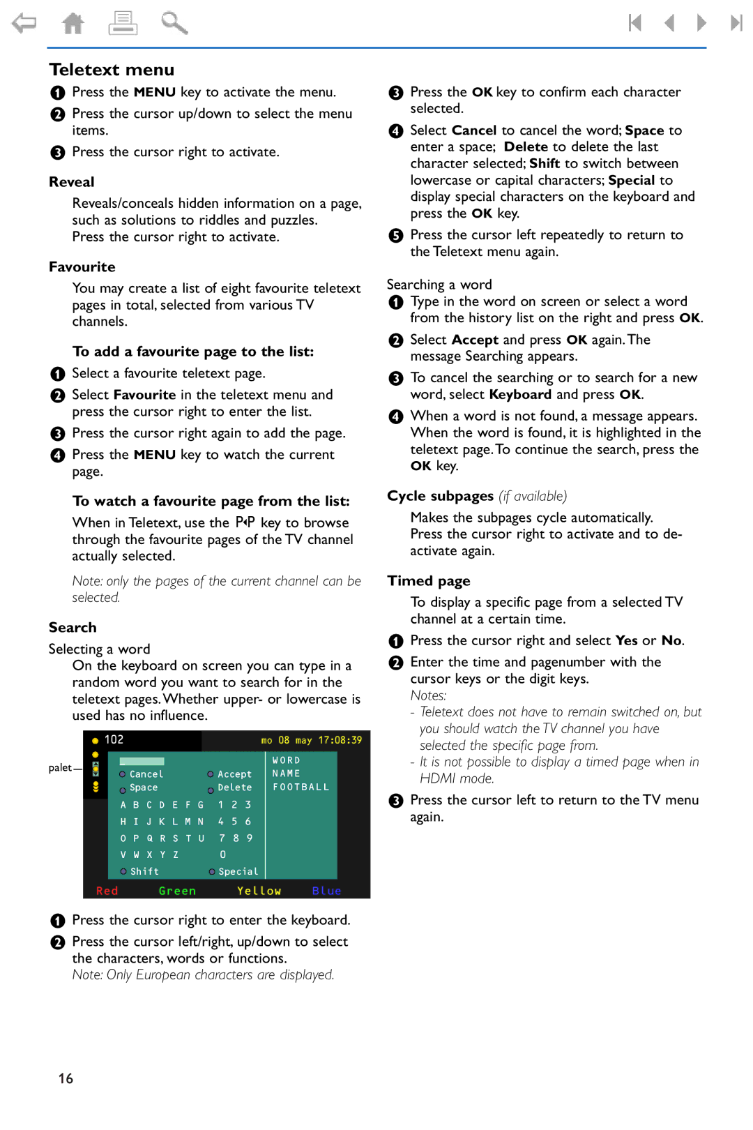 Philips 550W manual Teletext menu 