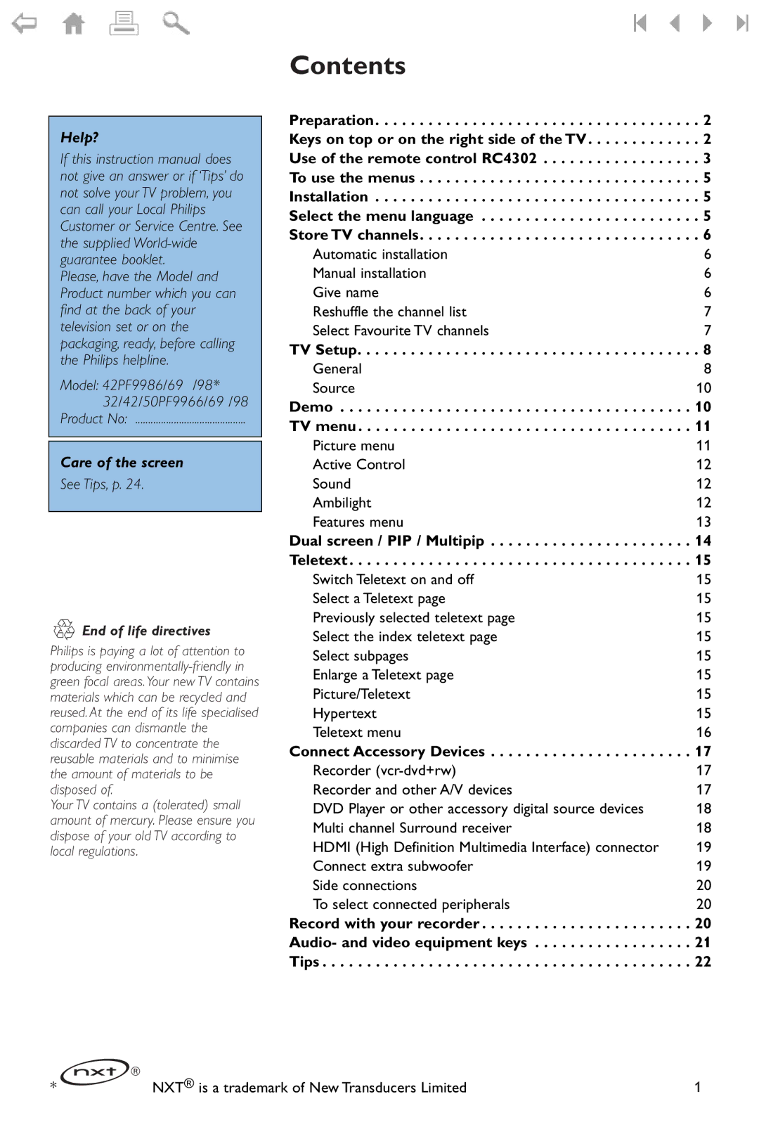 Philips 550W manual Contents 