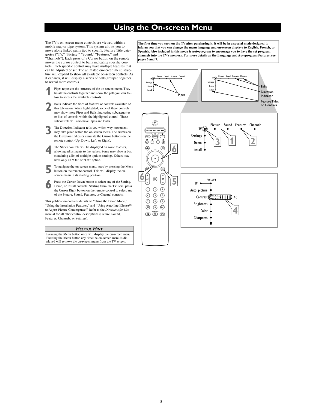 Philips 55PP9753/17 setup guide Using the On-screen Menu 