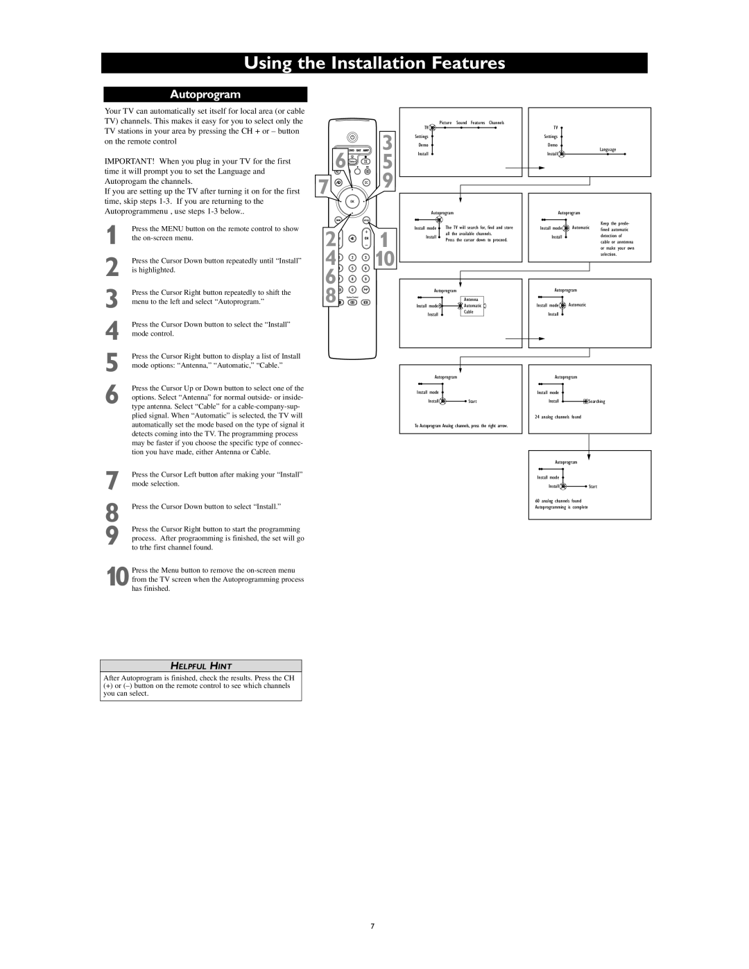 Philips 55PP9753/17 Press the Menu button on the remote control to show, On-screen menu, Is highlighted, Mode control 