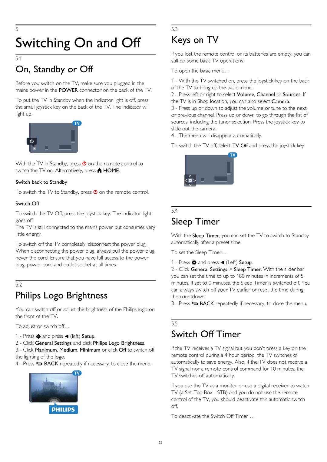 Philips 55PUS8809 user manual Switching On and Off 