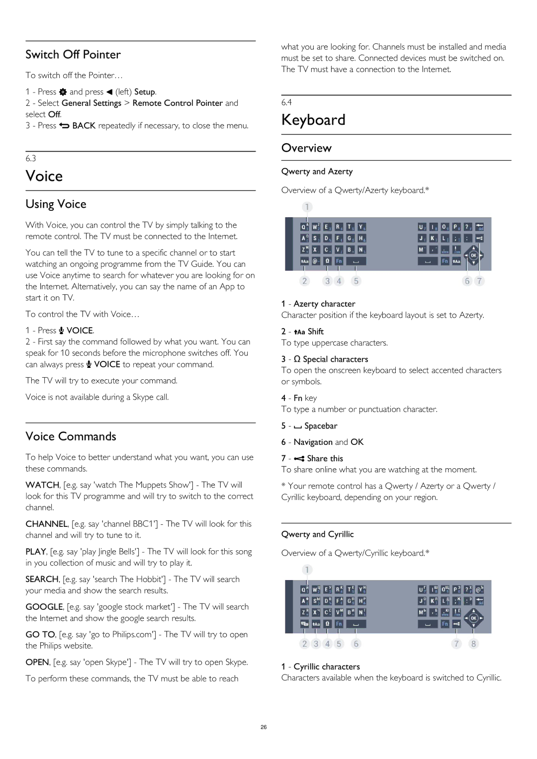 Philips 55PUS8809 user manual Voice, Keyboard 