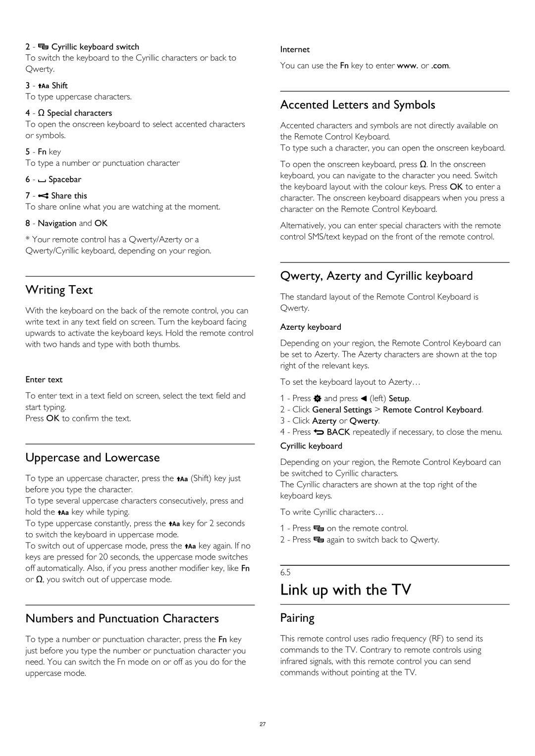 Philips 55PUS8809 user manual Link up with the TV 