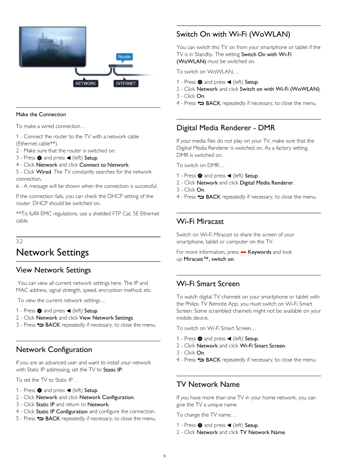 Philips 55PUS8809 user manual Network Settings 