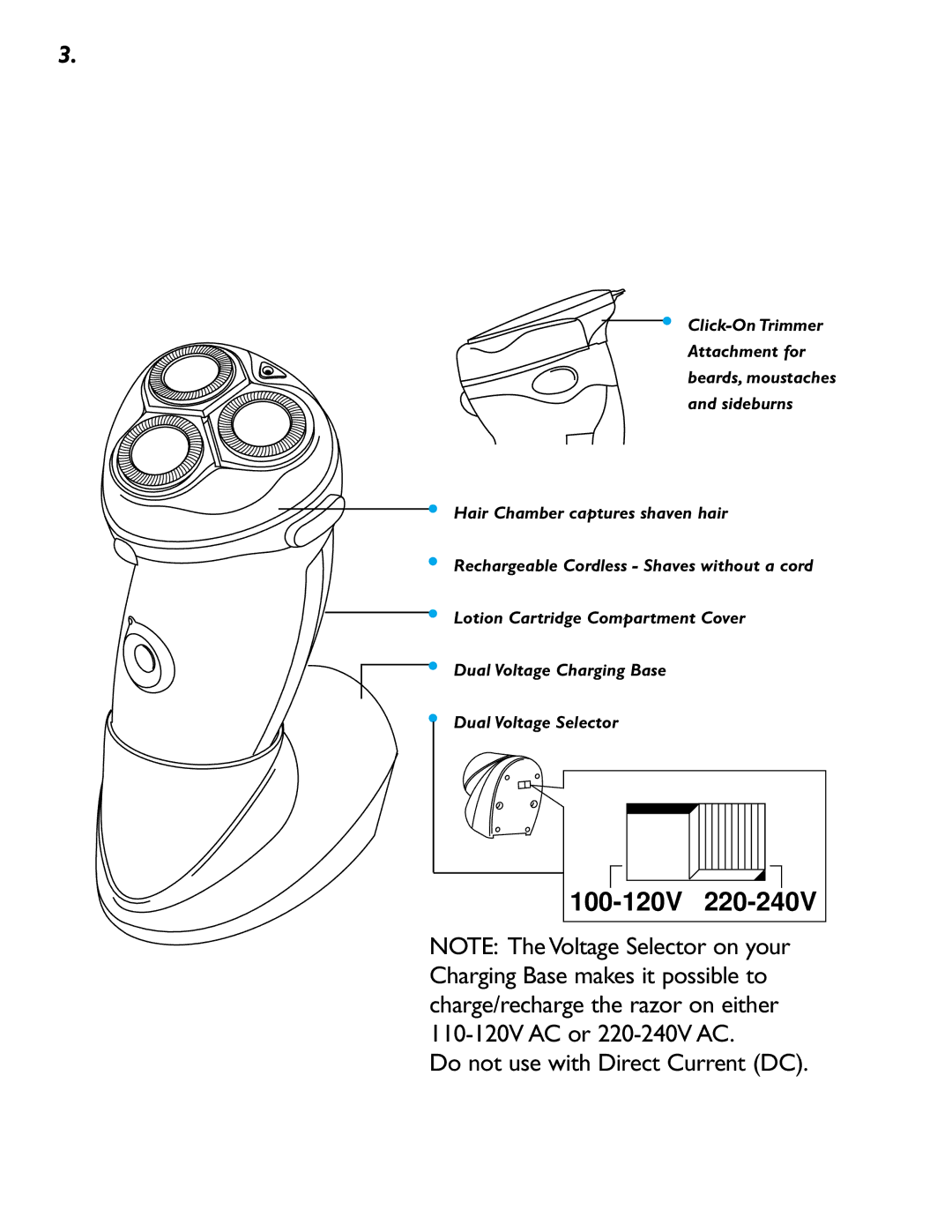 Philips 5616X manual Do not use with Direct Current DC 