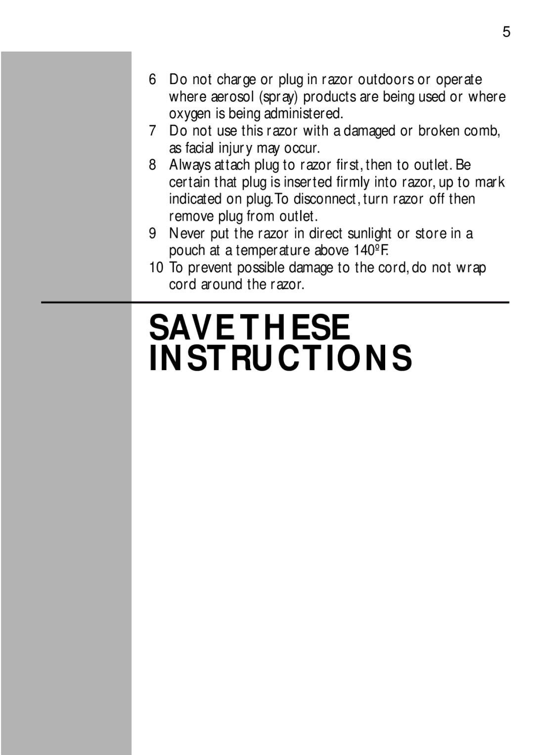 Philips 5818, 5810XL, 5814, 5817 manual Save These Instructions 