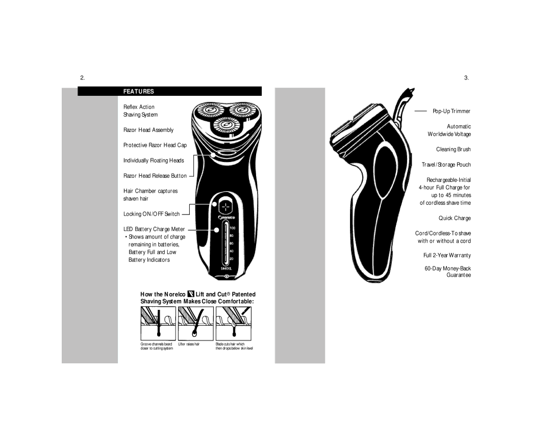 Philips 5842 XL, 5841XL manual Features 