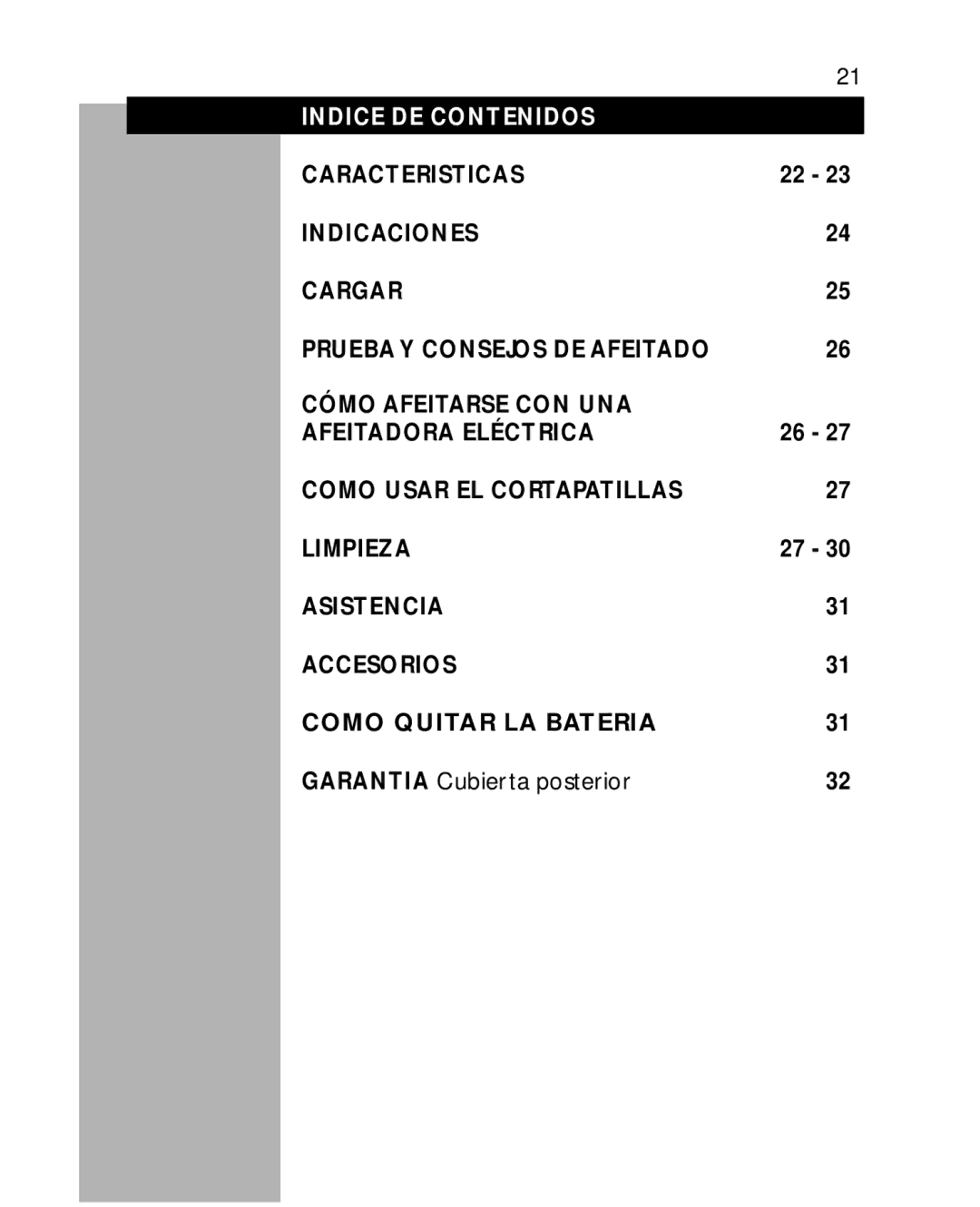 Philips 5863, 5864, 5862, 5861XL manual Garantia Cubierta posterior, Indice DE Contenidos 