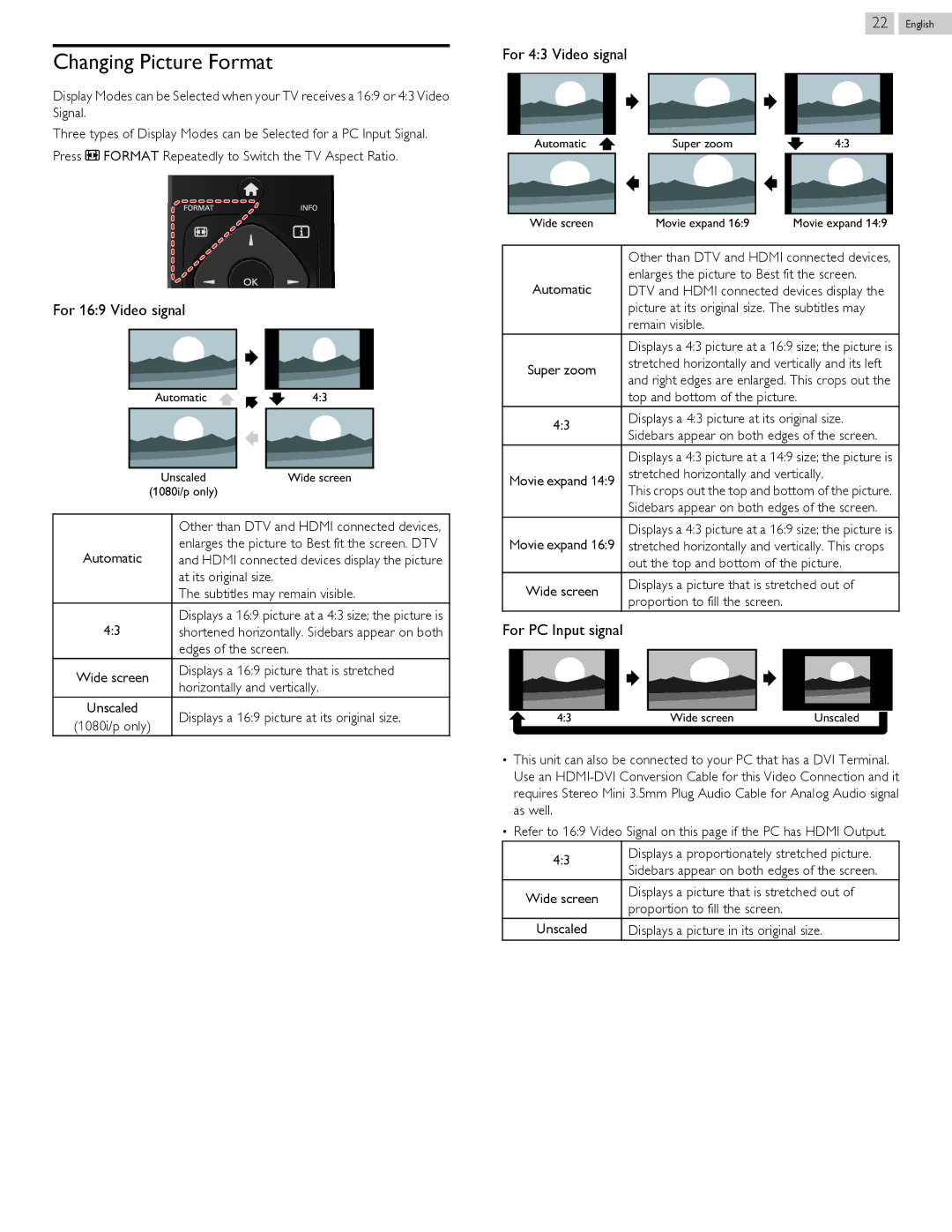 Philips 58PFL4609, 58PFL4909 user manual Changing Picture Format 