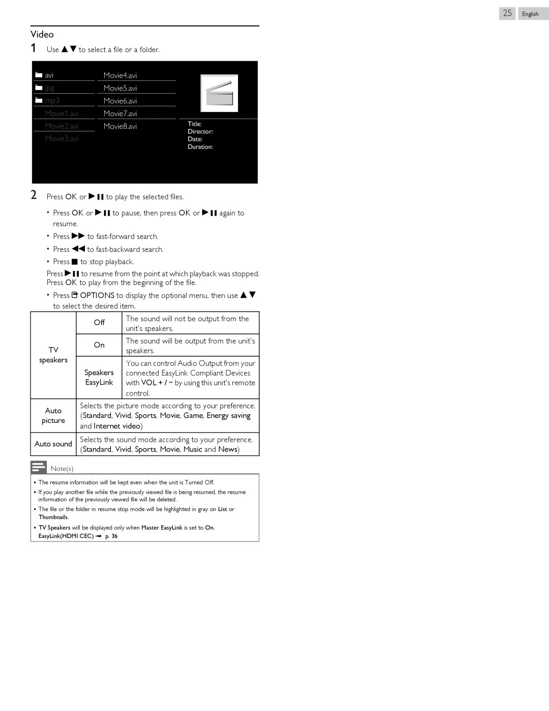 Philips 58PFL4909, 58PFL4609 user manual Video 