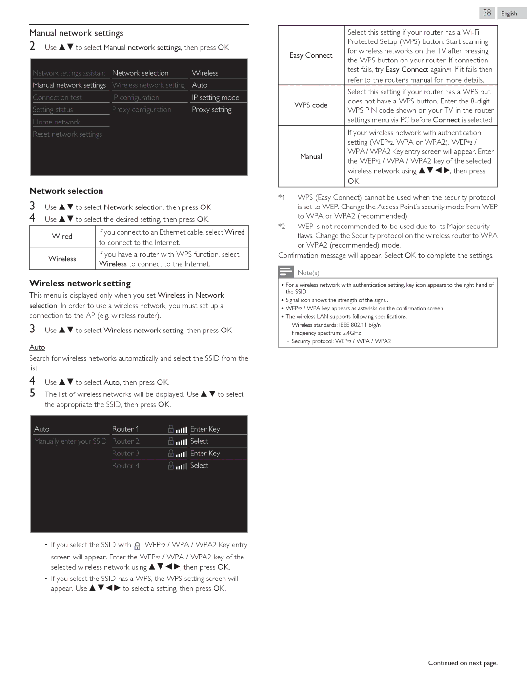 Philips 58PFL4609, 58PFL4909 user manual Manual network settings 