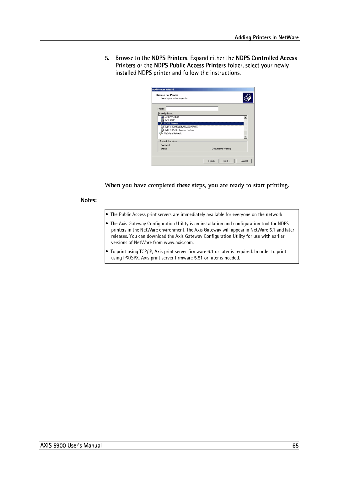 Philips 5900 user manual Adding Printers in NetWare 