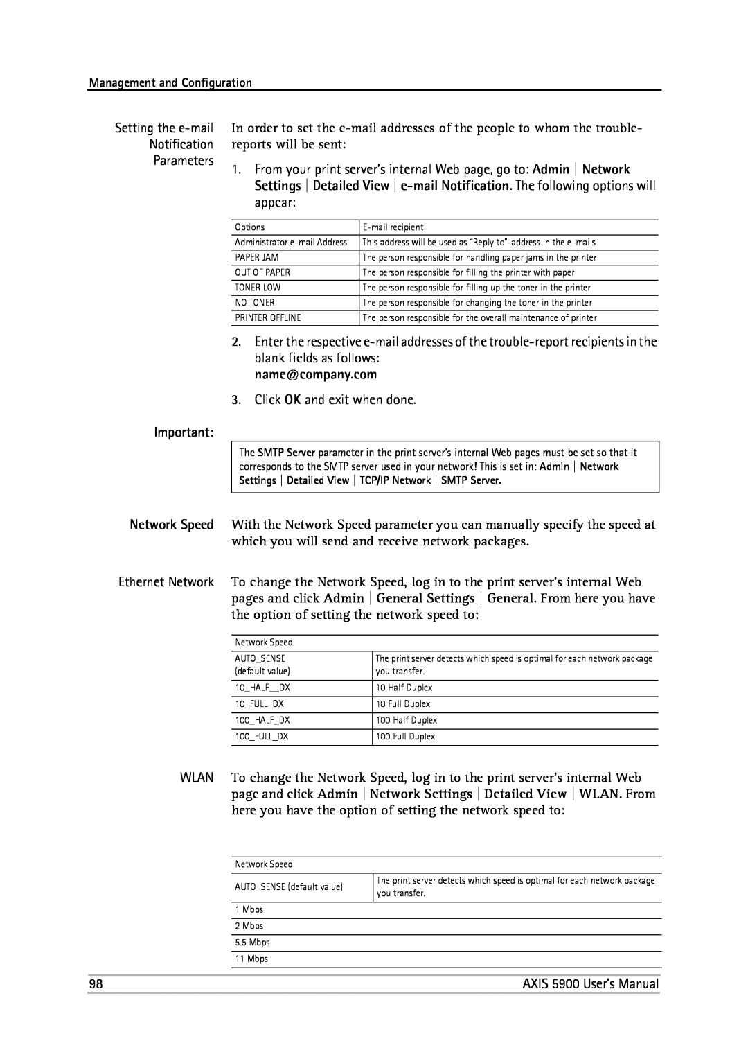Philips 5900 user manual Setting the e-mail Notification Parameters 