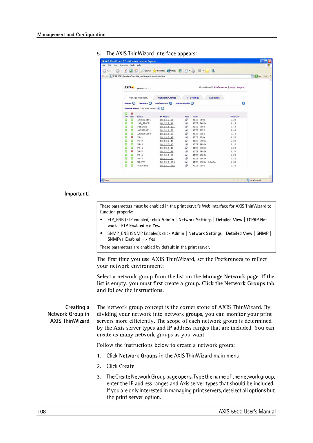 Philips 5900 user manual Axis ThinWizard interface appears 