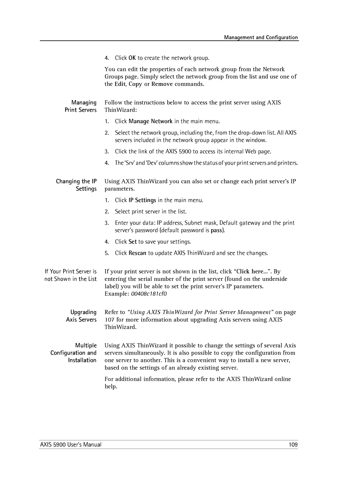 Philips 5900 user manual Managing, Print Servers 