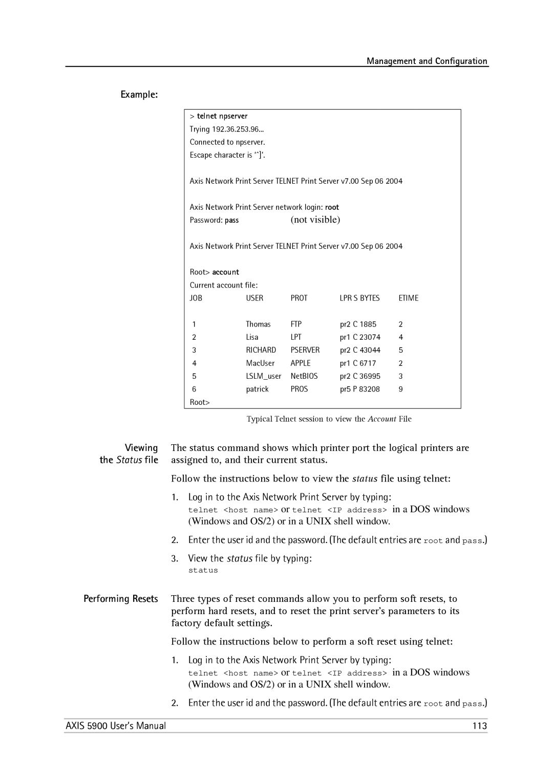 Philips 5900 user manual Status 