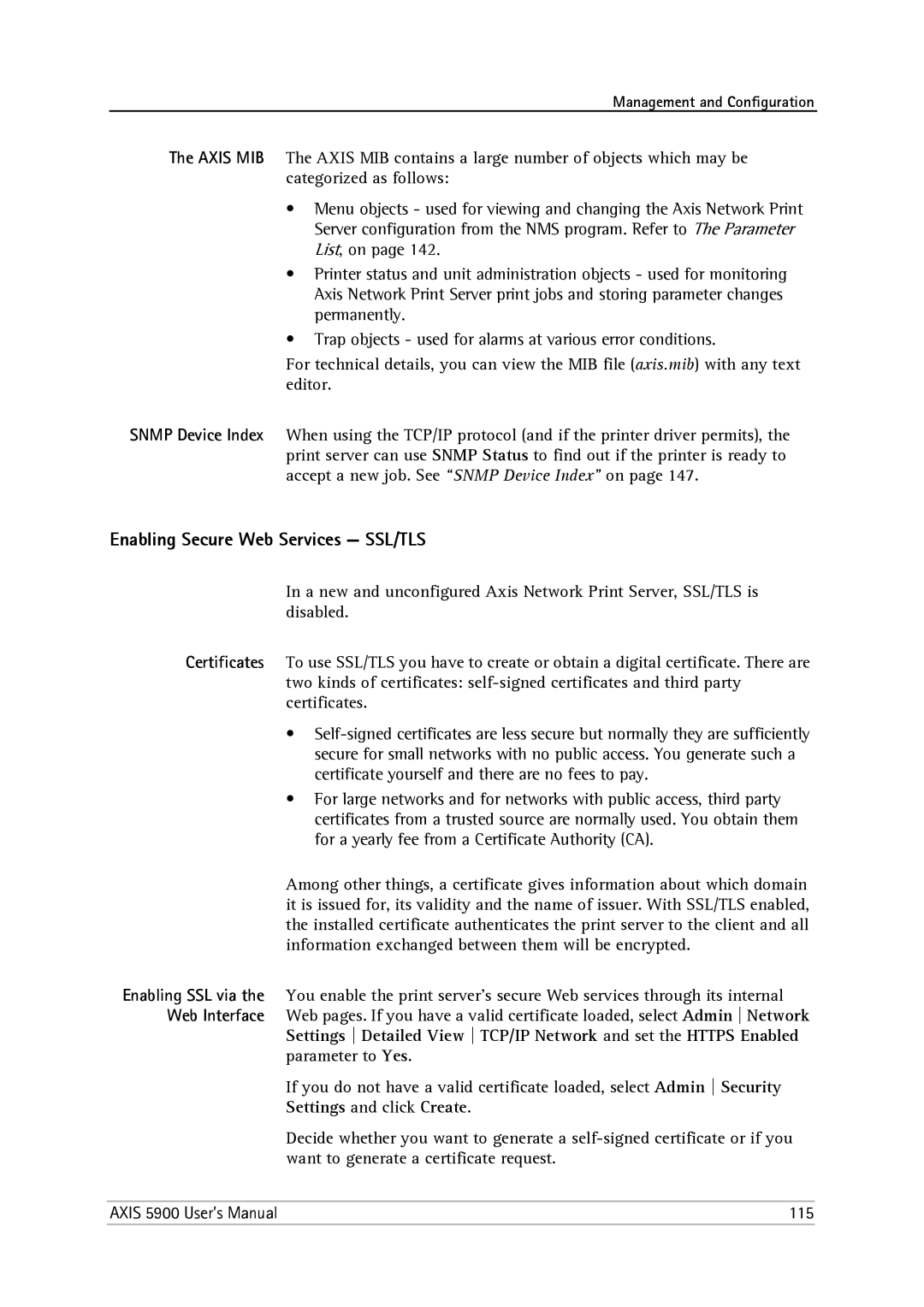 Philips 5900 user manual Enabling Secure Web Services SSL/TLS, Settings and click Create 