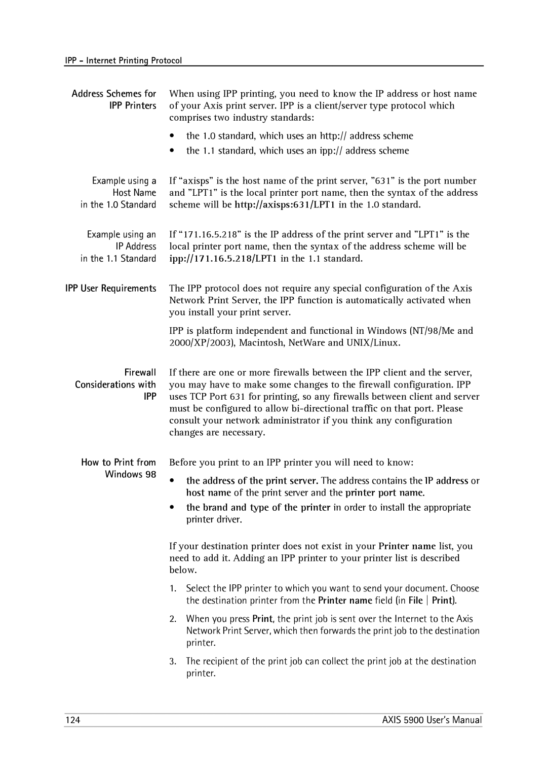 Philips 5900 user manual Before you print to an IPP printer you will need to know 