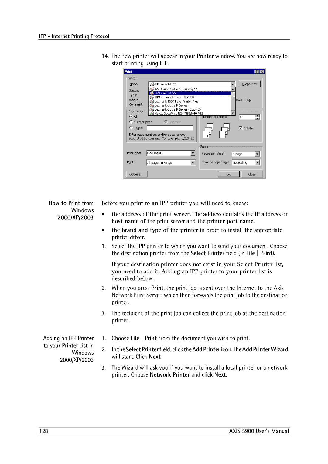 Philips 5900 user manual How to Print from Windows 2000/XP/2003 