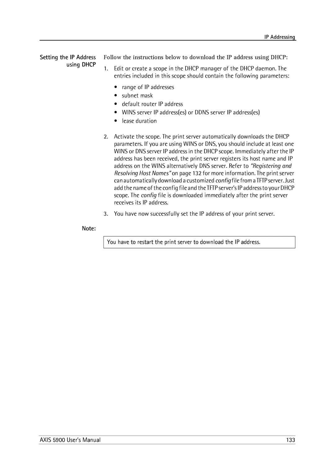 Philips 5900 user manual Setting the IP Address using Dhcp 