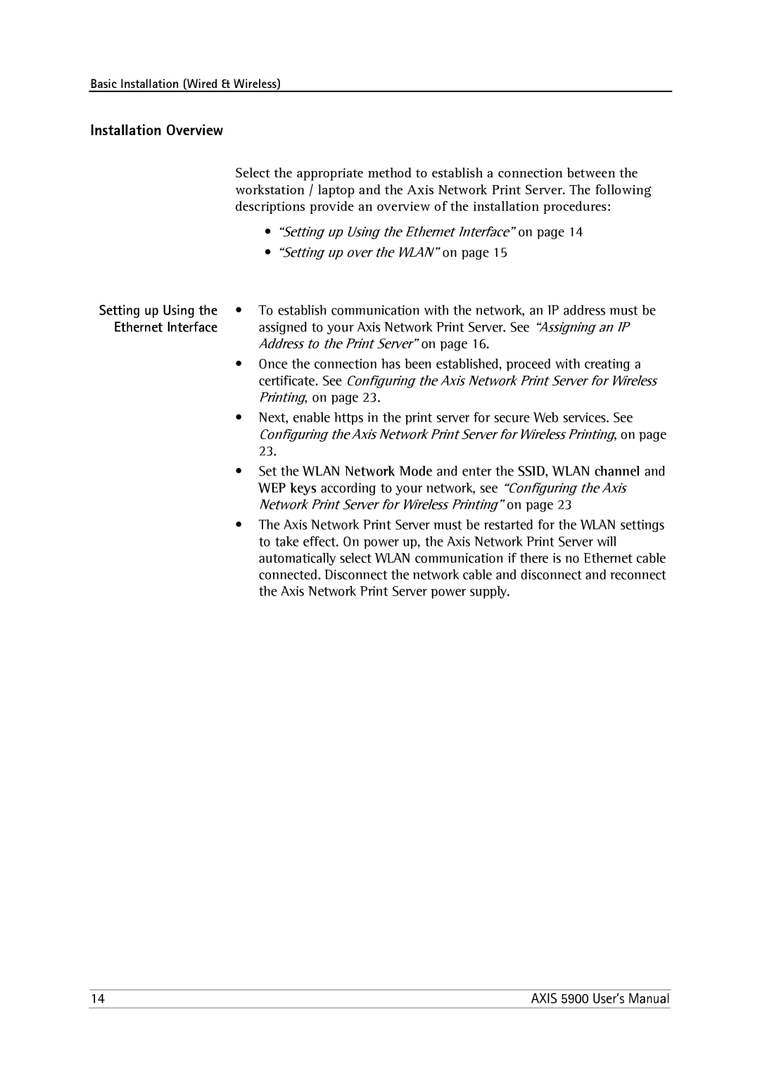 Philips 5900 user manual Installation Overview, Printing , on, Axis Network Print Server power supply 