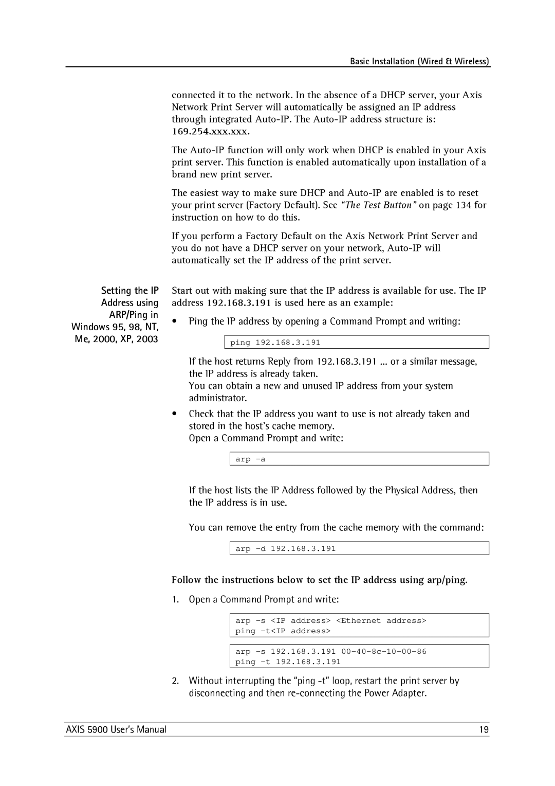 Philips 5900 user manual 169.254.xxx.xxx, Open a Command Prompt and write 