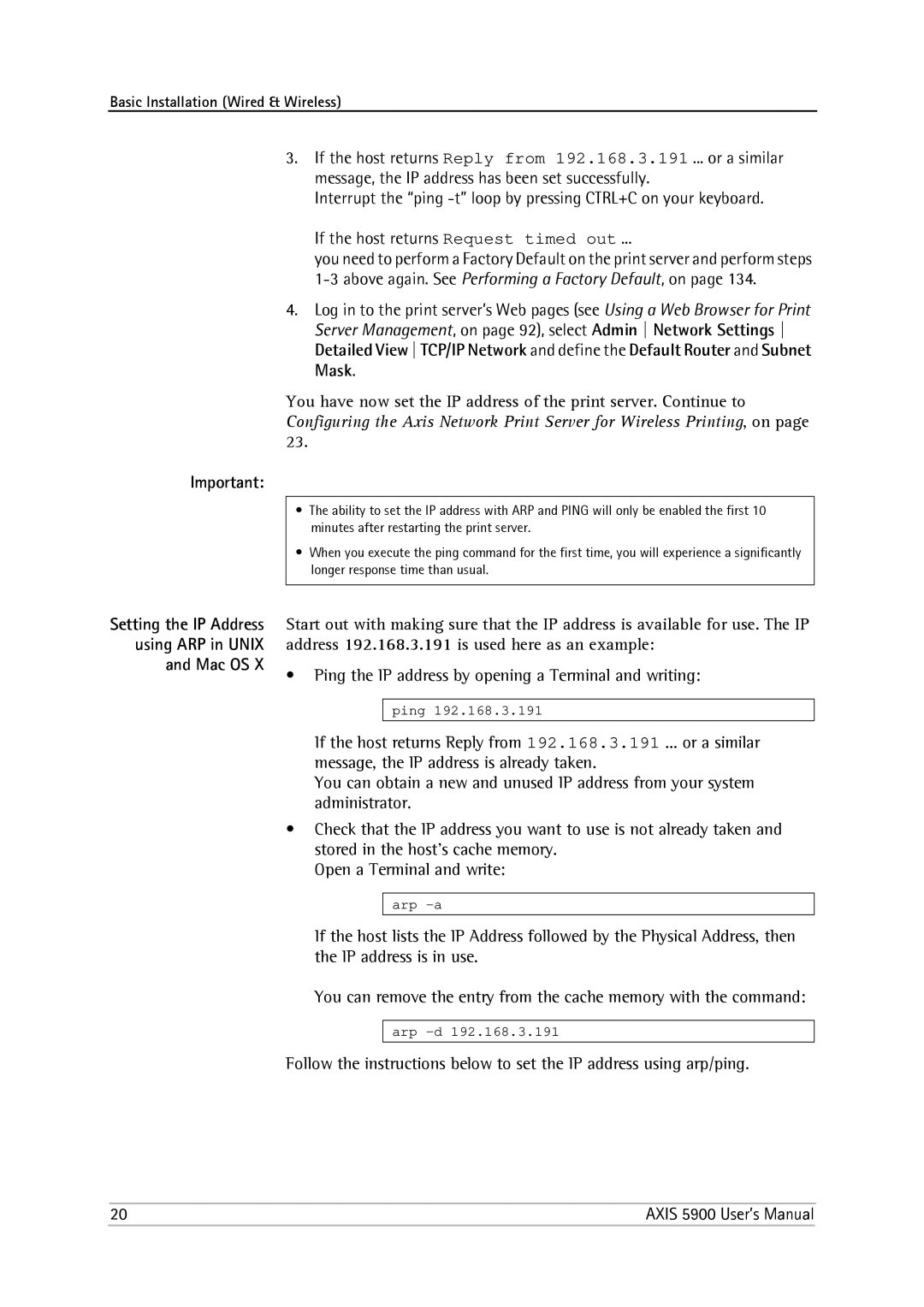 Philips 5900 user manual Using ARP in Unix Mac OS 