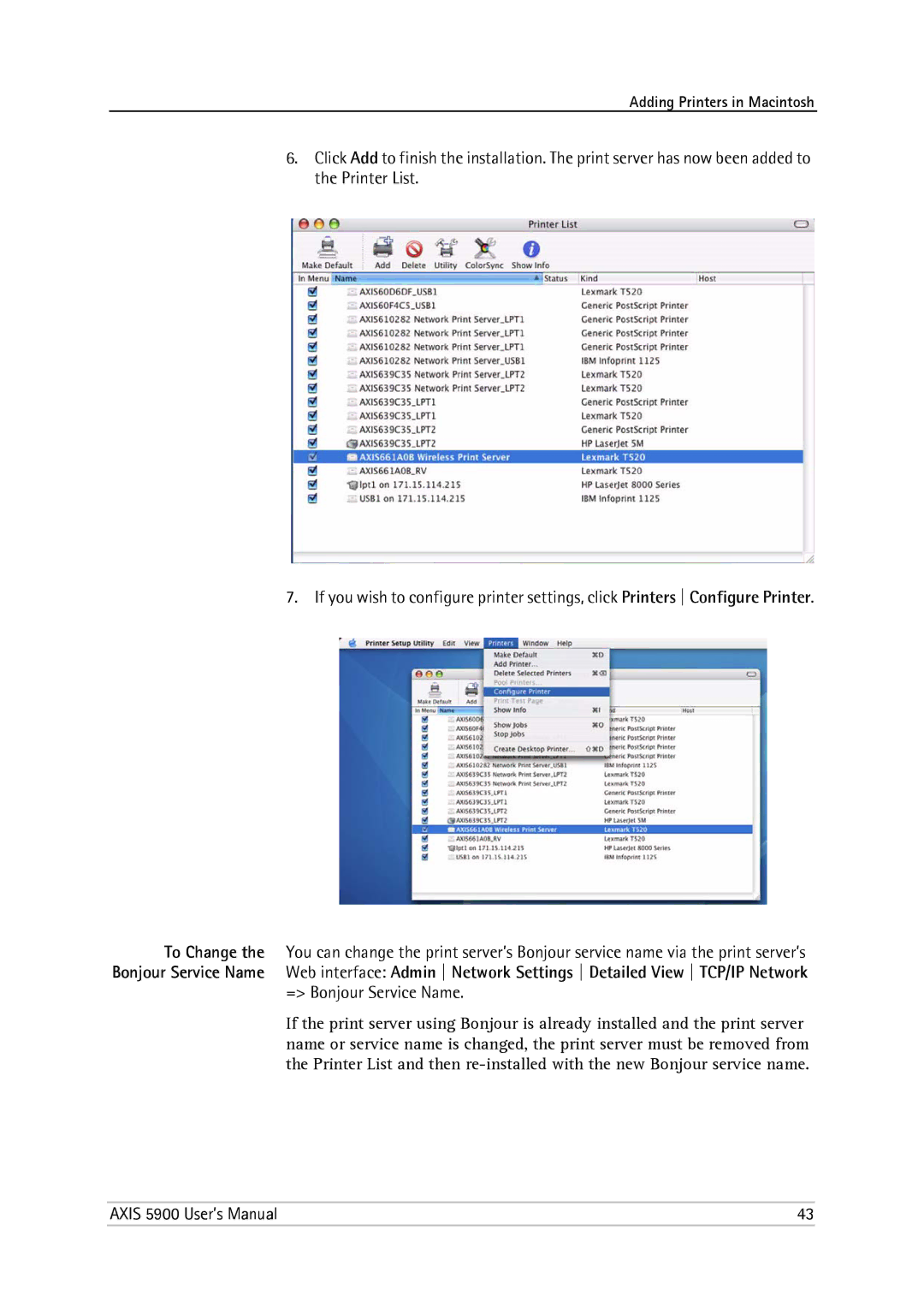 Philips 5900 user manual = Bonjour Service Name 