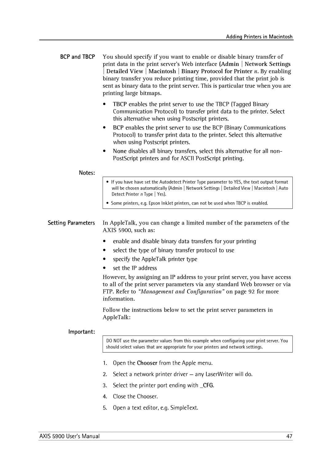 Philips 5900 user manual Adding Printers in Macintosh 