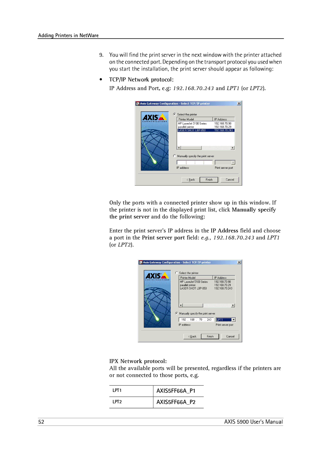 Philips 5900 user manual TCP/IP Network protocol, IPX Network protocol 