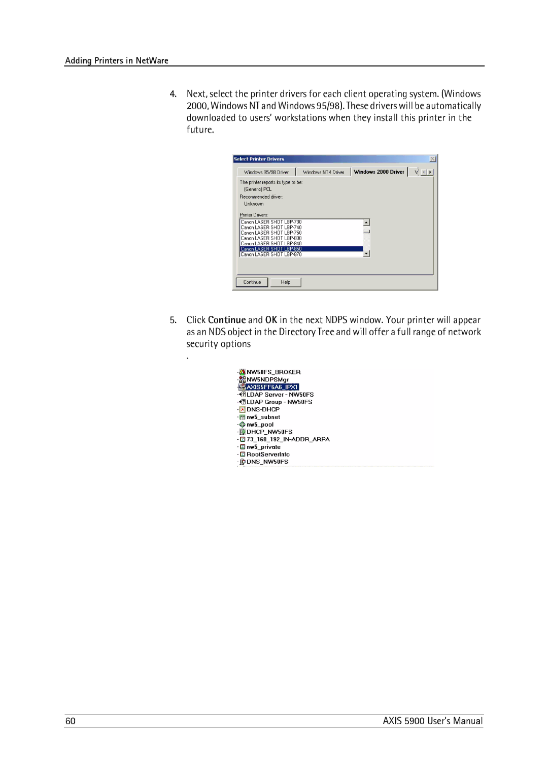 Philips 5900 user manual Adding Printers in NetWare 