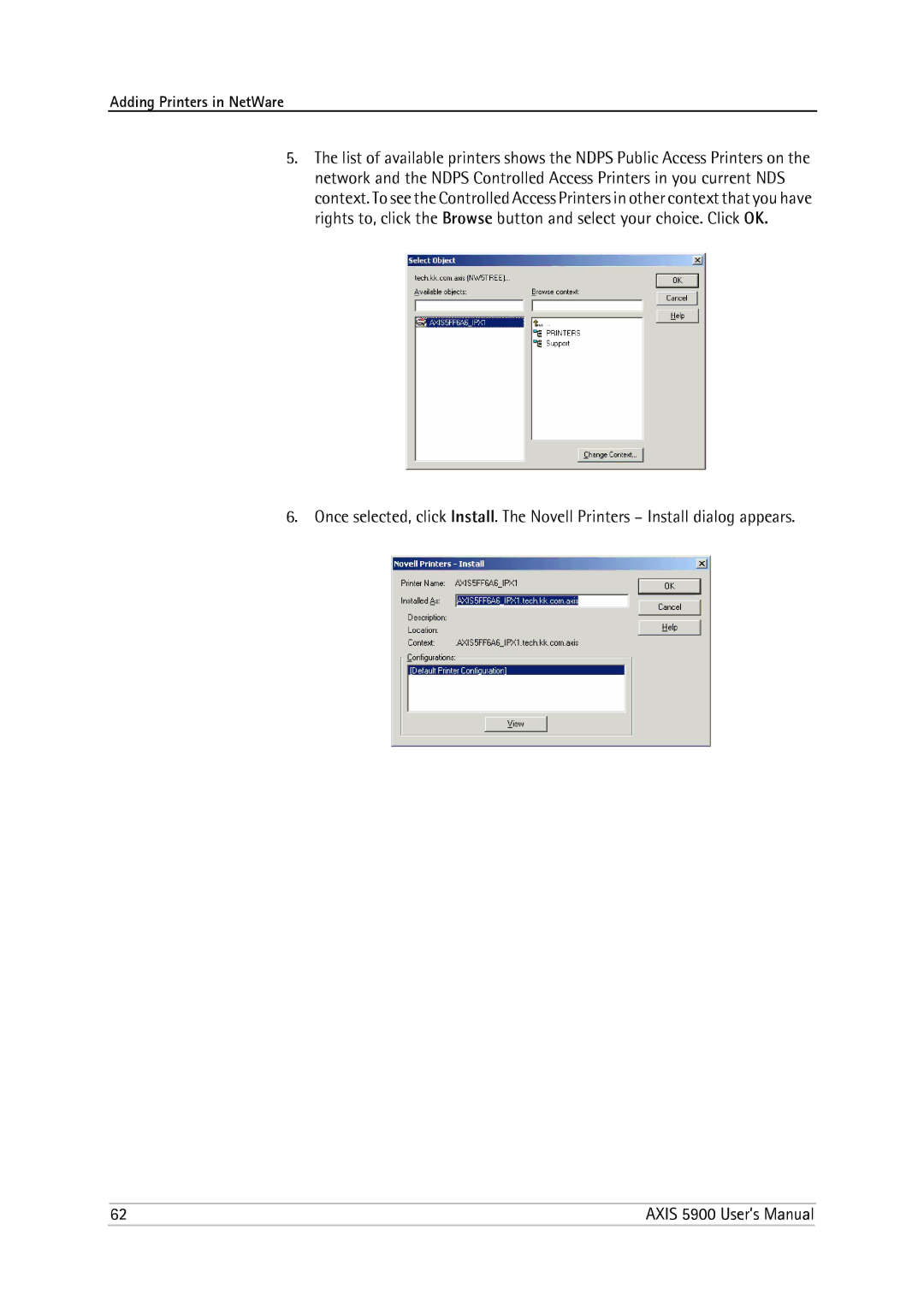 Philips 5900 user manual Adding Printers in NetWare 