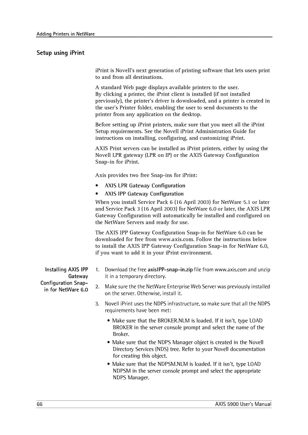 Philips 5900 user manual Setup using iPrint, Installing Axis IPP Gateway Configuration Snap For NetWare 