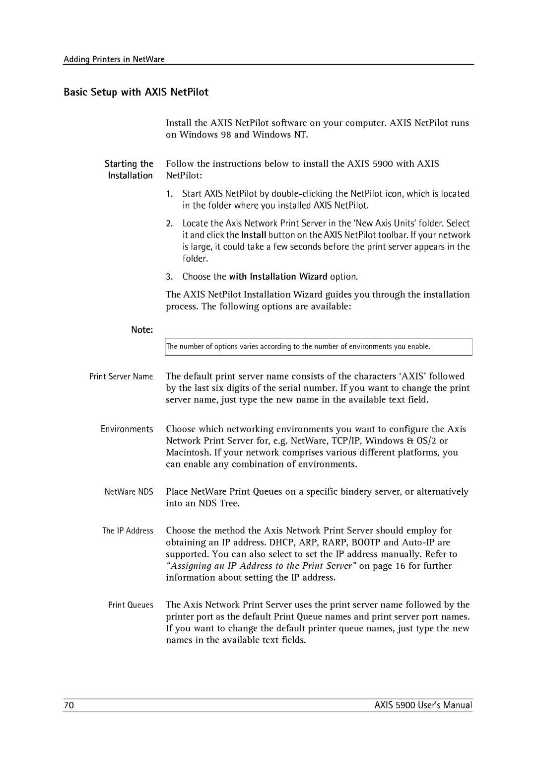 Philips 5900 user manual Basic Setup with Axis NetPilot, Choose the with Installation Wizard option 