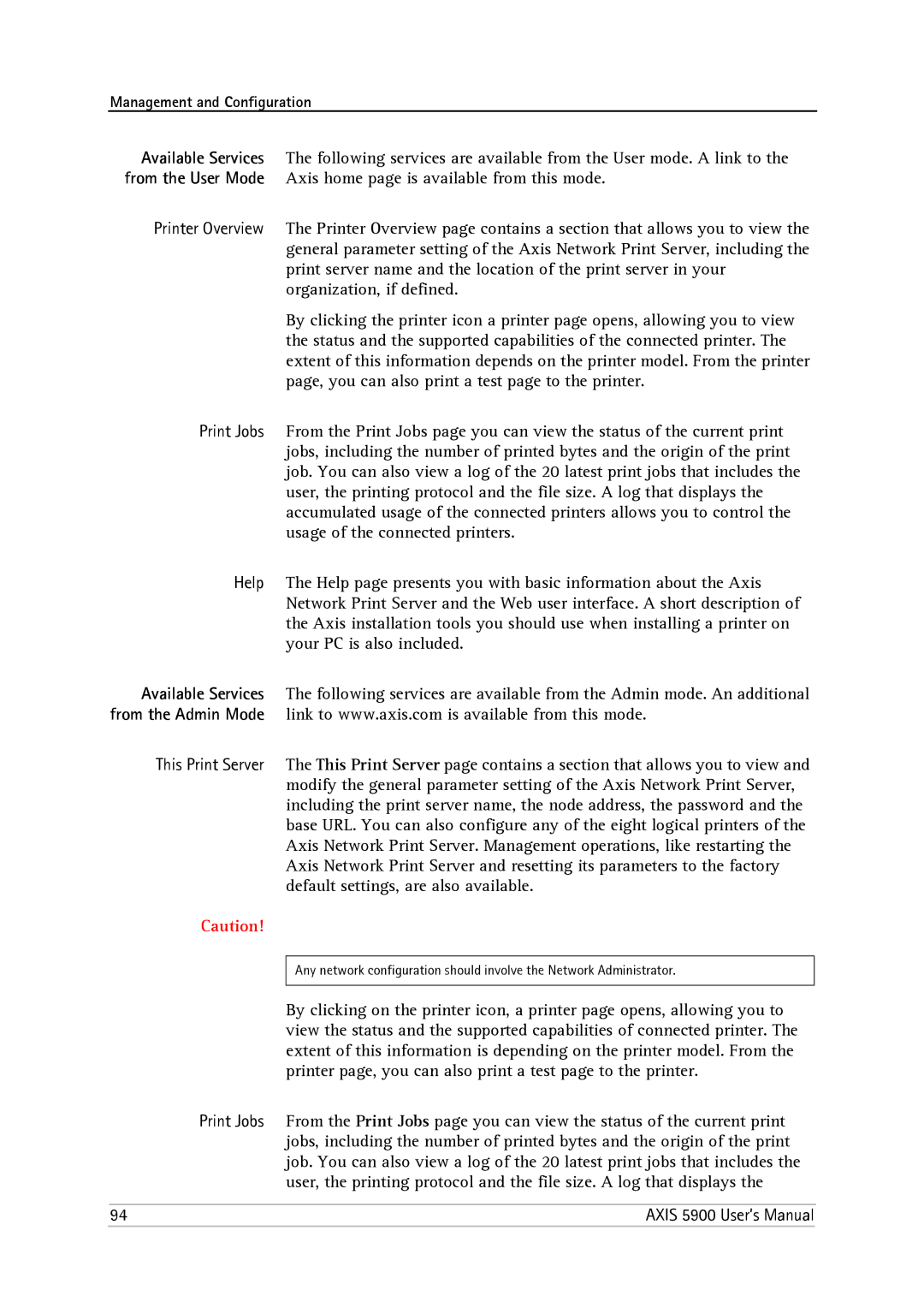 Philips 5900 user manual Management and Configuration 