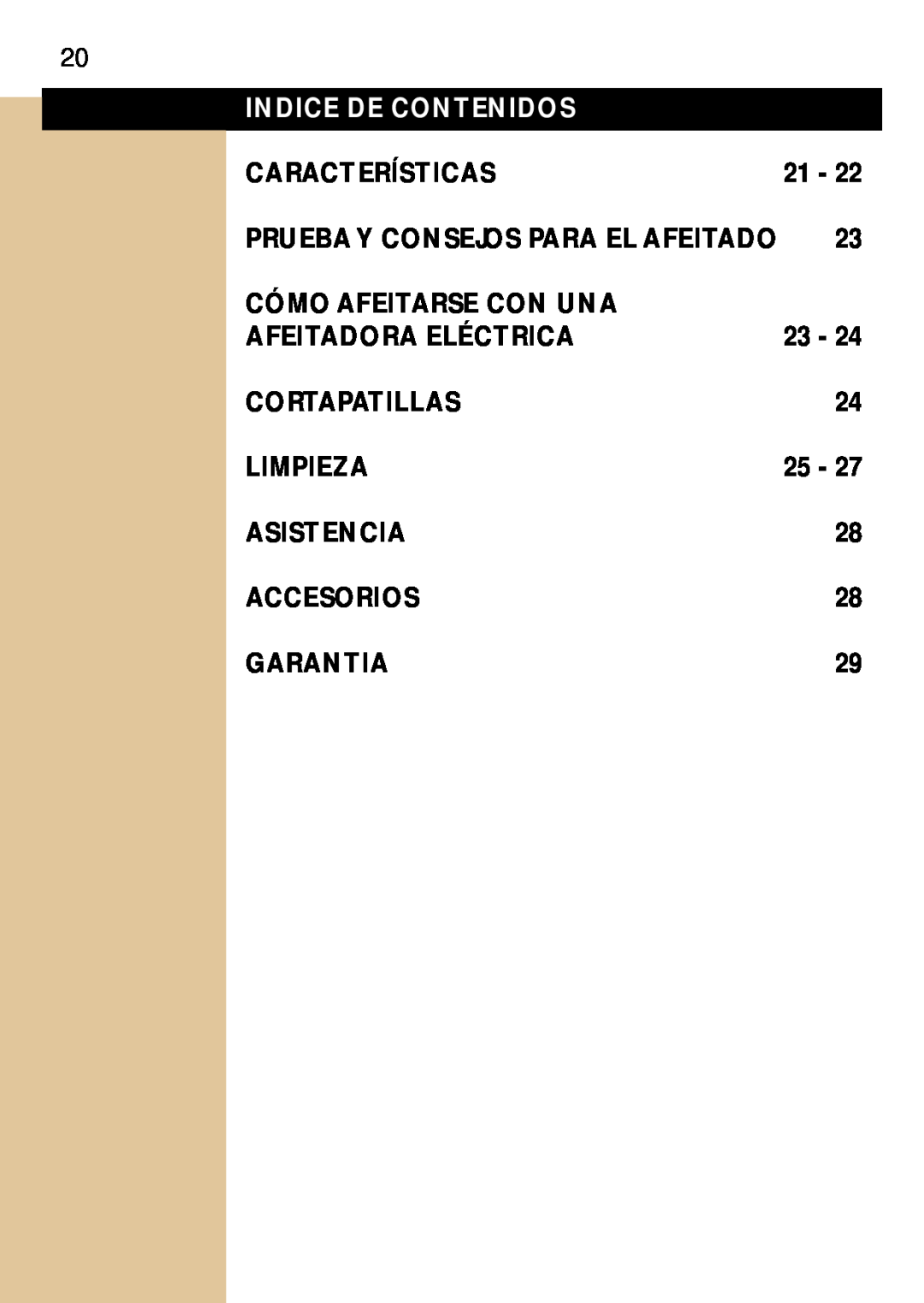 Philips 17LC Indice De Contenidos, Características, Cómo Afeitarse Con Una, Afeitadora Eléctrica, Cortapatillas, Limpieza 