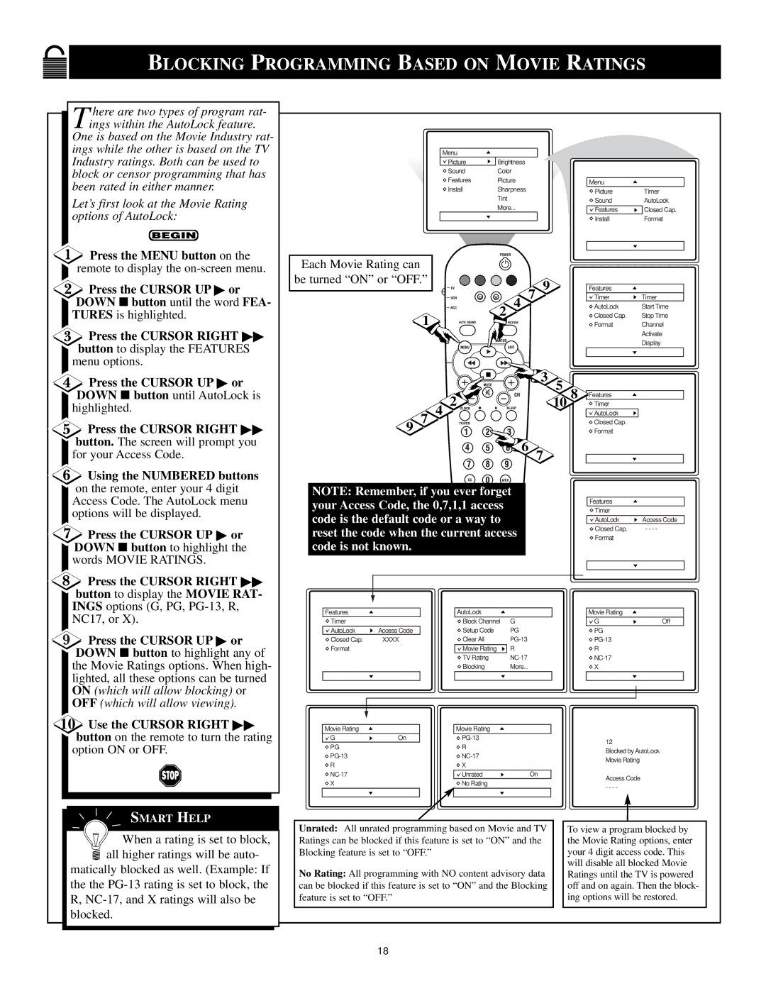 Philips 6 manual Blocking Programming Based on Movie Ratings, Each Movie Rating can 