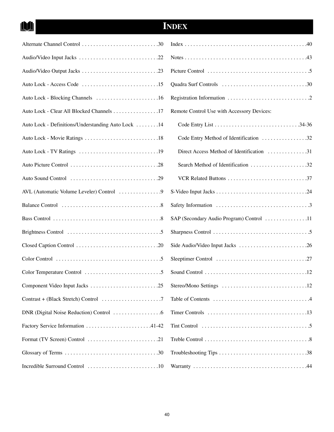 Philips 6 manual Index 