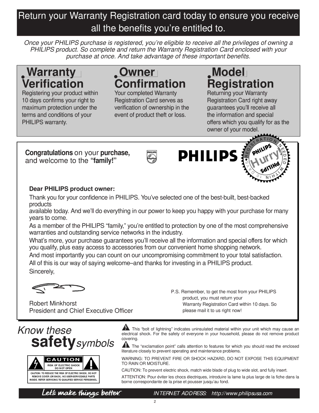 Philips 60P9271, 55P9271 manual Warranty Verification 