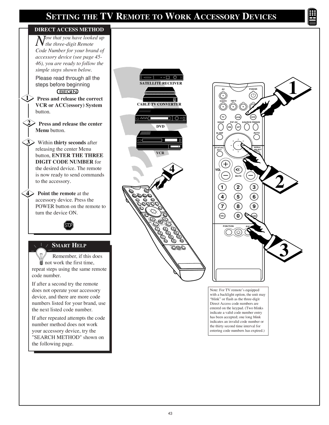 Philips 55P9271, 60P9271 manual Direct Access Method, Please read through all the steps before beginning 