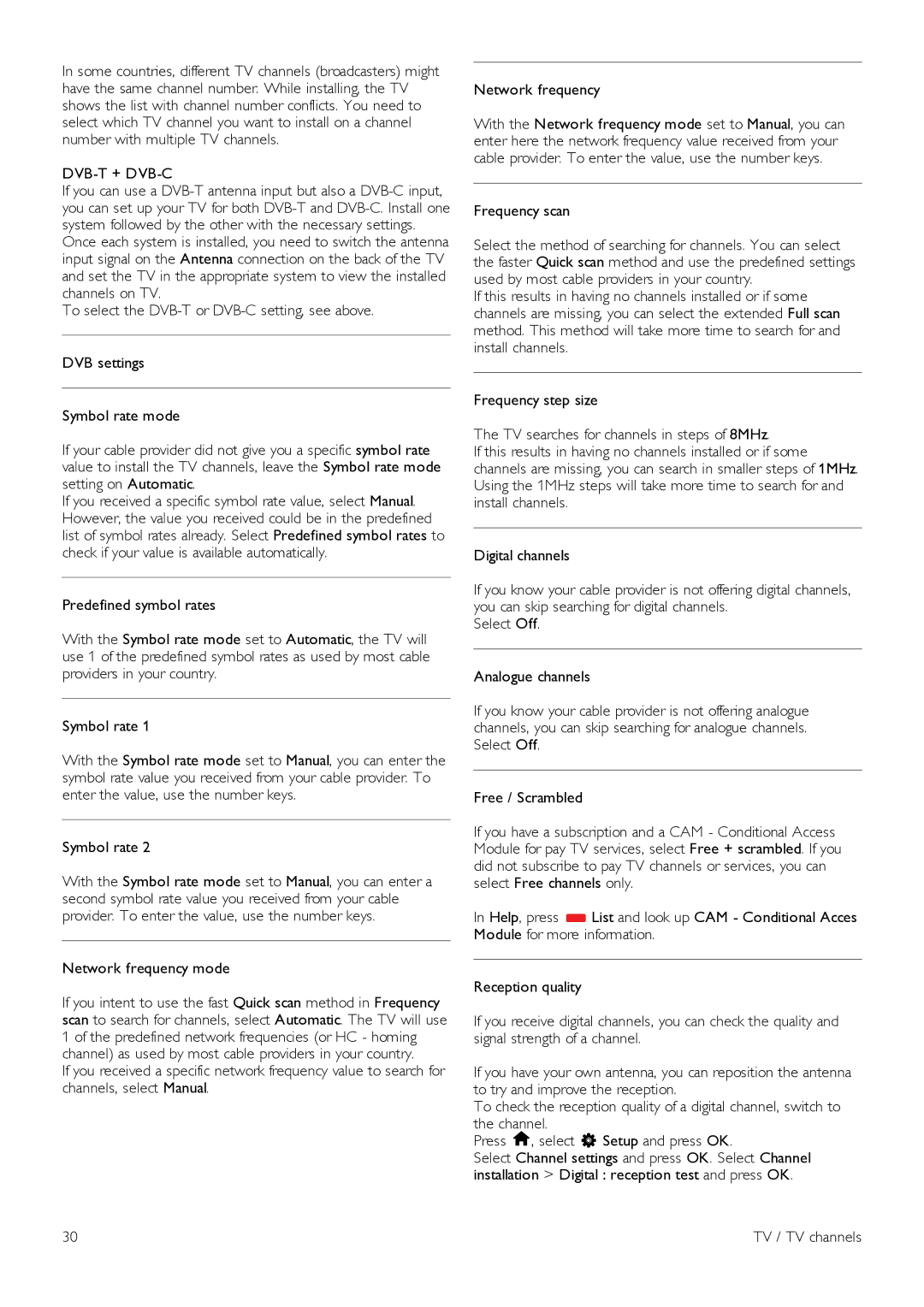 Philips 60PFL8708 manual Dvb-T + Dvb-C, Network frequency mode, Frequency scan 