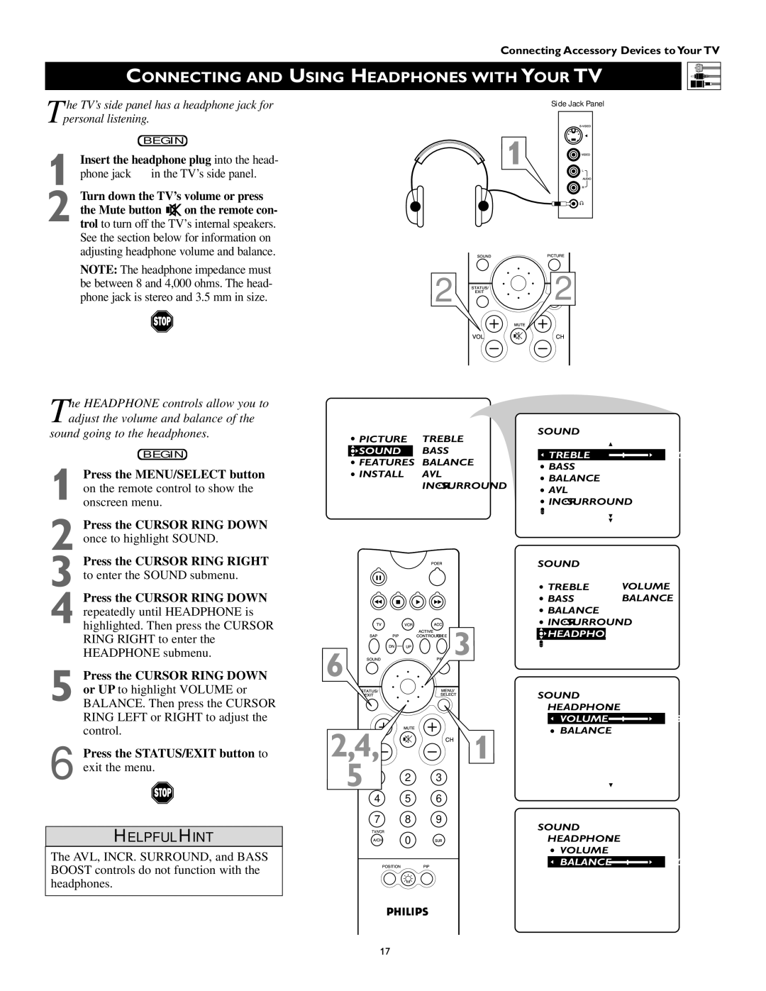 Philips 55PP 9352, 60PP 9352 manual Connecting and Using Headphones with Your TV 