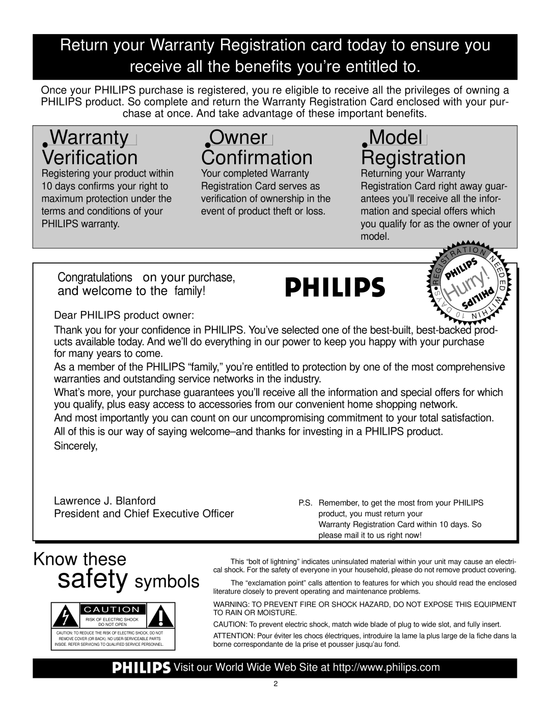 Philips 60PP 9352, 55PP 9352 manual Warranty Verification 