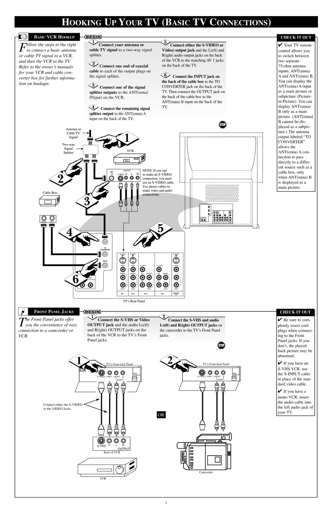 Philips 60PP 9401, 55PP9401 setup guide Hooking UP Your TV Basic TV Connections 