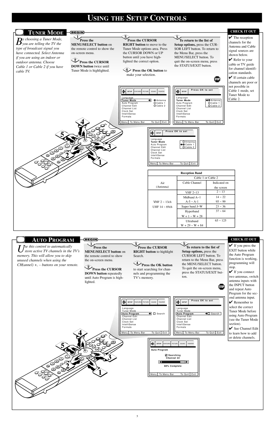 Philips 55PP9401, 60PP 9401 setup guide Tuner Mode, Auto Program 